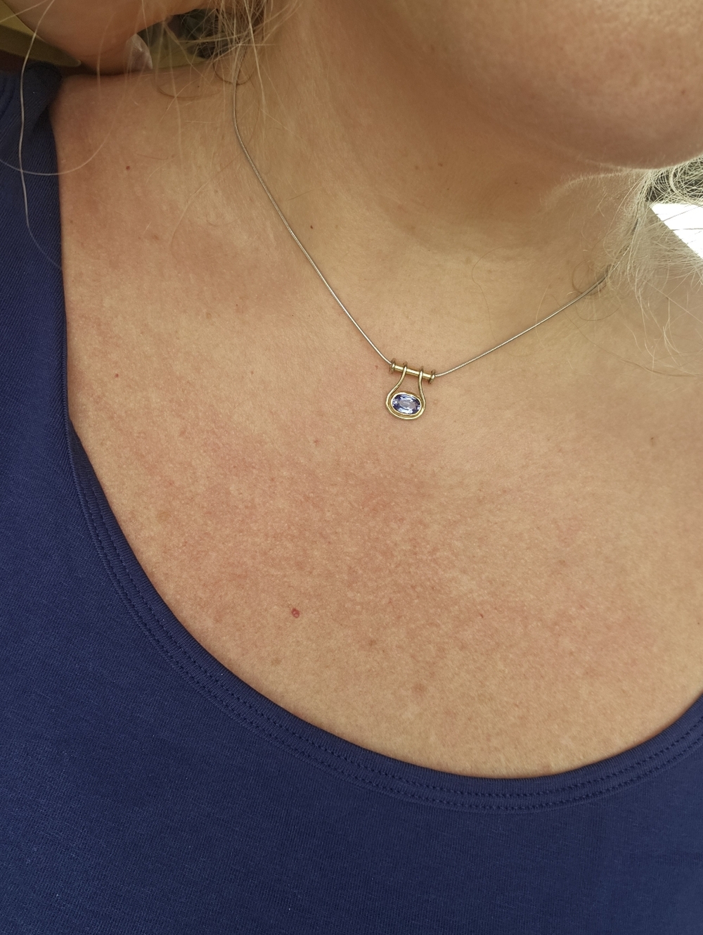 14k tanzanite necklace! White gold snake chain and the pendant is yellow gold. T - Picture 11 of 12